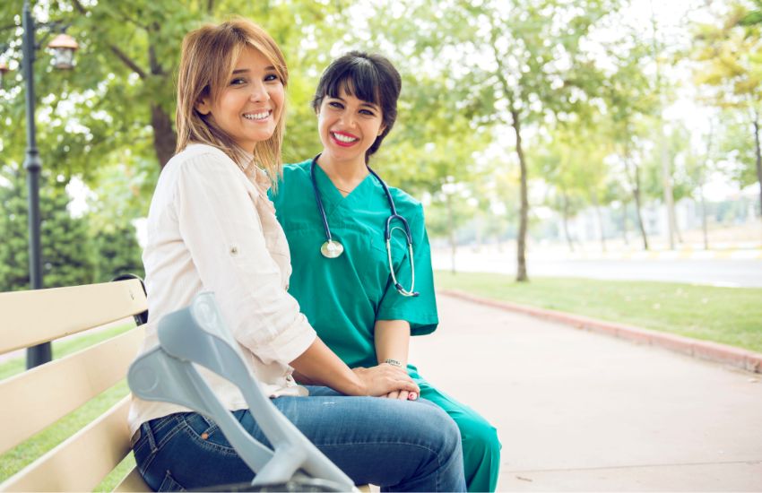 nurse supporting women